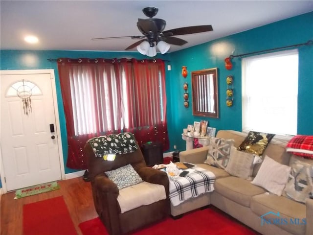 2332 Airline Ave, Toledo, OH 43609 - living room with ceiling fan and wood finished floors