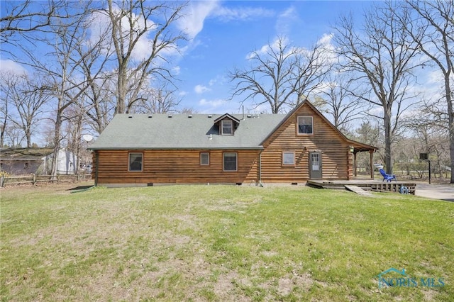 2525 N King Rd, Toledo, OH 43615 - rear view of property with log exterior and crawl space