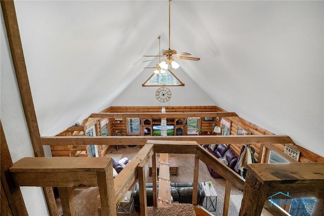 2525 N King Rd, Toledo, OH 43615 - stairs featuring vaulted ceiling and ceiling fan