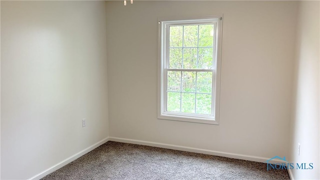 carpeted empty room featuring baseboards and plenty of natural light