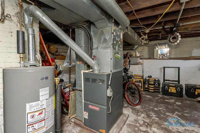 utilities with gas water heater and heating unit