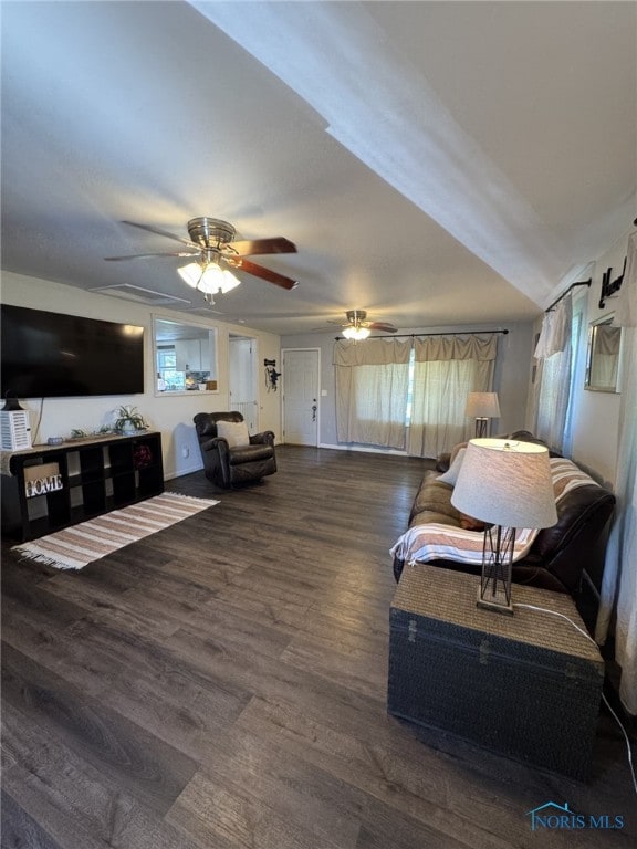 bedroom with wood finished floors and ceiling fan