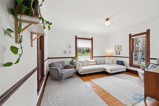 living area featuring wood finished floors