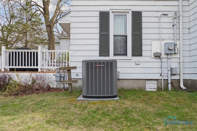 exterior space featuring cooling unit and electric meter