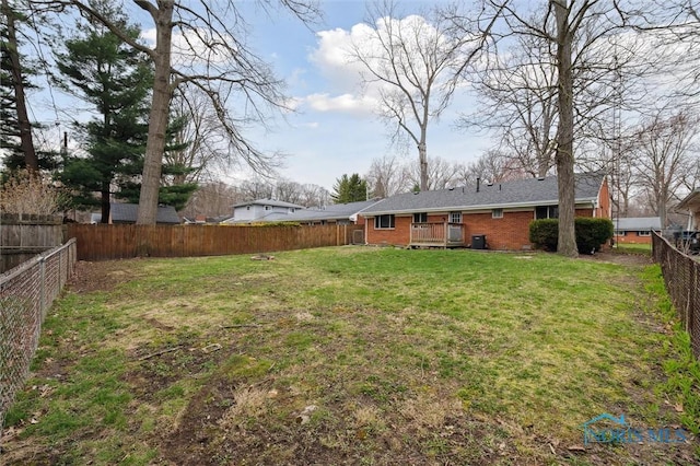 view of yard featuring a fenced backyard
