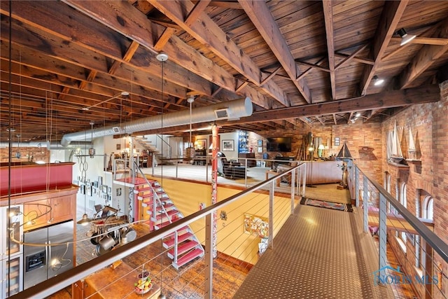 1 S Saint Clair St, Toledo, OH 43604 - interior space featuring brick wall and visible vents