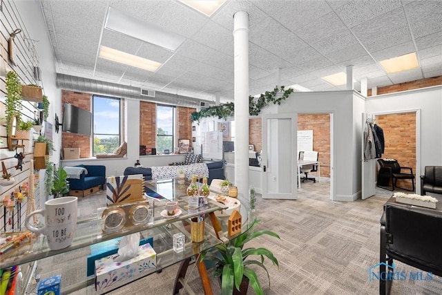 1 S Saint Clair St, Toledo, OH 43604 - interior space featuring carpet flooring, baseboards, a drop ceiling, and visible vents