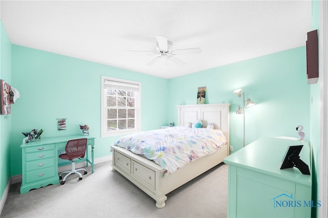 1605 Eaglecrest Rd, Perrysburg, OH 43551 - bedroom featuring light carpet, baseboards, and a ceiling fan