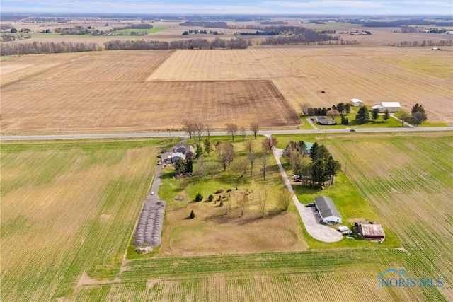 aerial view featuring a rural view