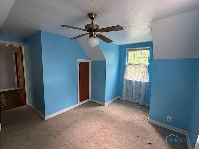 432 S Squire St, Holgate, OH 43527 - bonus room featuring a ceiling fan, baseboards, carpet, and lofted ceiling