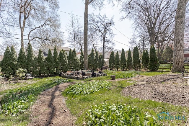 view of community featuring fence