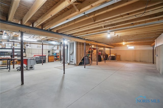 basement with stairs