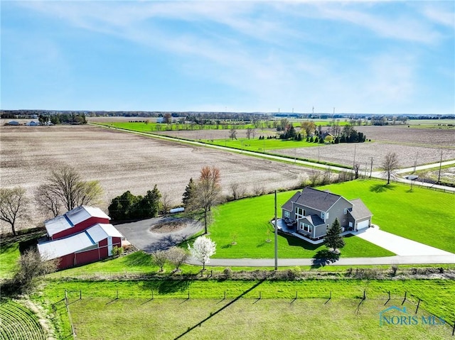 drone / aerial view with a rural view