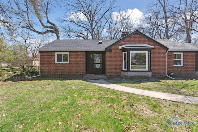 3105 W Laskey Rd, Toledo, OH 43613 - view of front of home with crawl space, a front lawn, brick siding, and roof with shingles