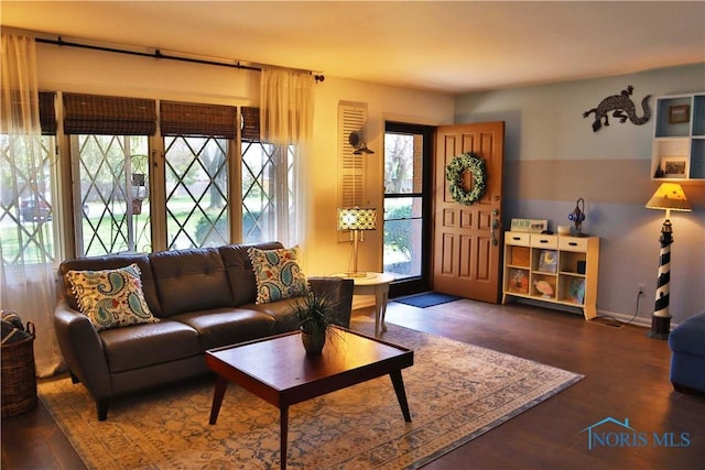 living area with wood finished floors
