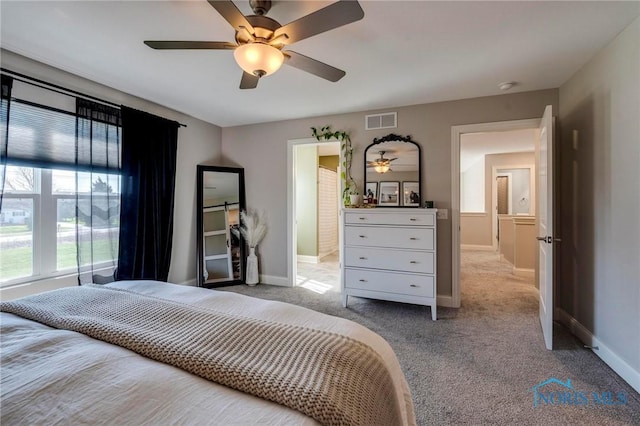 1007 Stoneleigh Rd, Perrysburg, OH 43551 - carpeted bedroom featuring baseboards, a ceiling fan, and visible vents