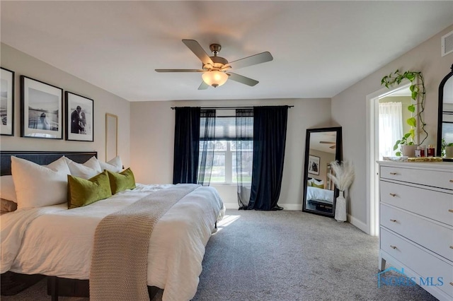 1007 Stoneleigh Rd, Perrysburg, OH 43551 - carpeted bedroom featuring ceiling fan, baseboards, and visible vents