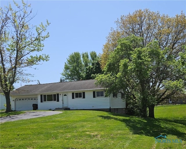 1620 Ayersville Ave, Defiance, OH 43512 - ranch-style house with a front yard, a garage, and asphalt driveway