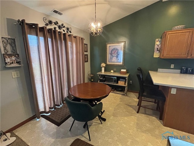 806 Springdale Dr, Paulding, OH 45879 - office featuring a notable chandelier, baseboards, and visible vents