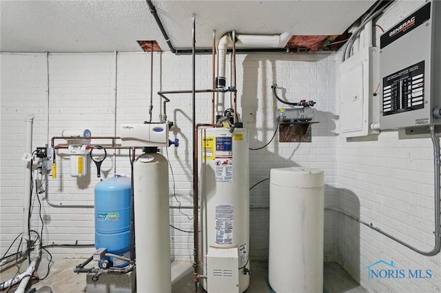 utility room with electric panel and gas water heater