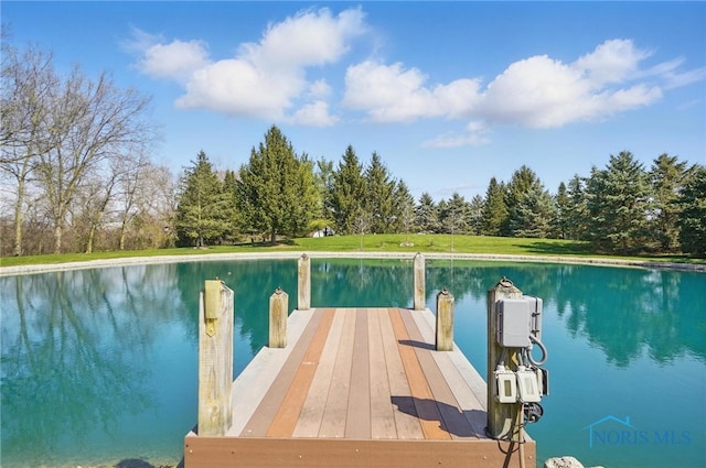 dock area featuring a water view