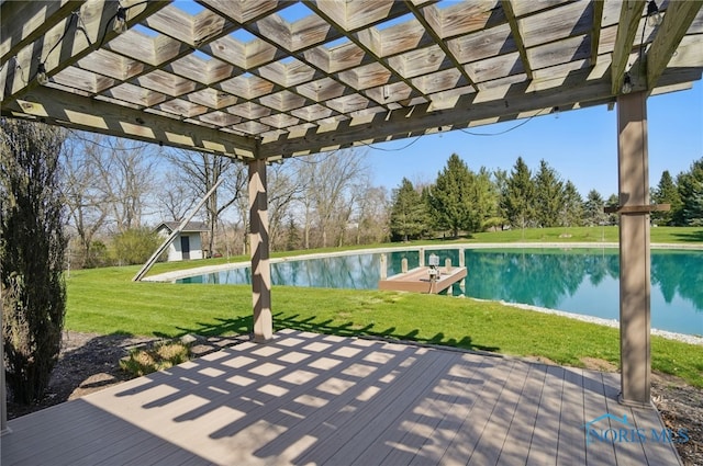 exterior space with a pergola, an outdoor pool, and a yard