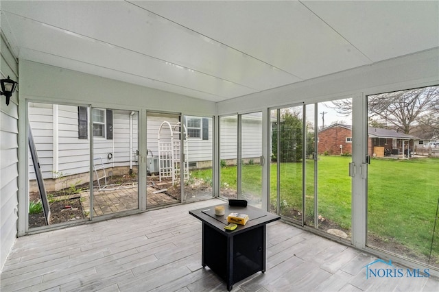 view of unfurnished sunroom