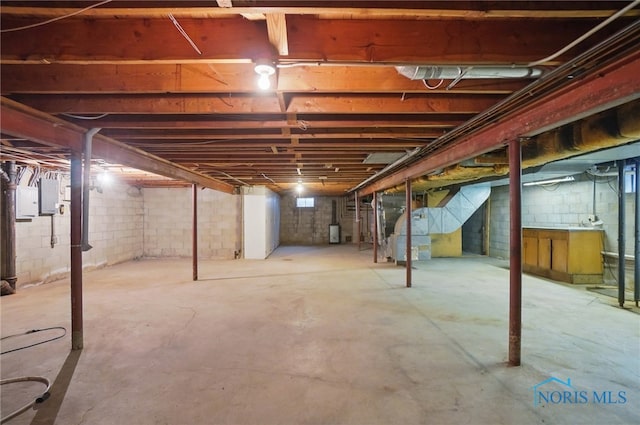 160 Winfield Dr, Bowling Green, OH 43402 - unfinished basement featuring heating unit and electric panel