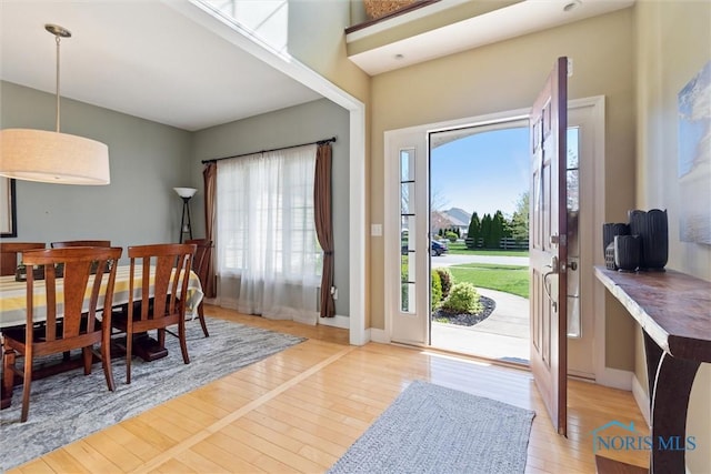 entrance foyer featuring baseboards and light wood-style flooring