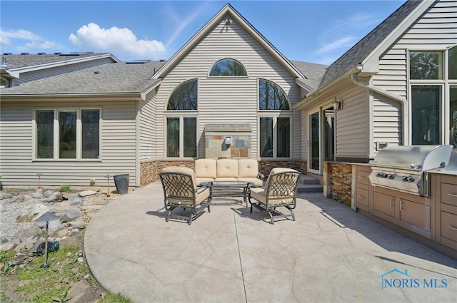 3862 Ravine Hollow Ct, Maumee, OH 43537 - exterior space featuring a grill, an outdoor kitchen, and an outdoor hangout area