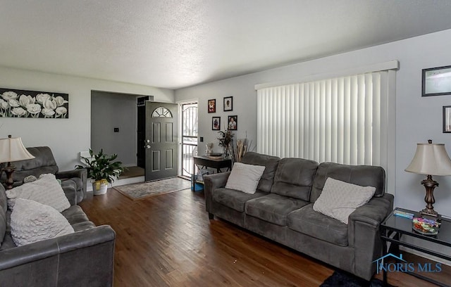 853 Circleview Dr, Toledo, OH 43615 - living area with a textured ceiling and wood finished floors