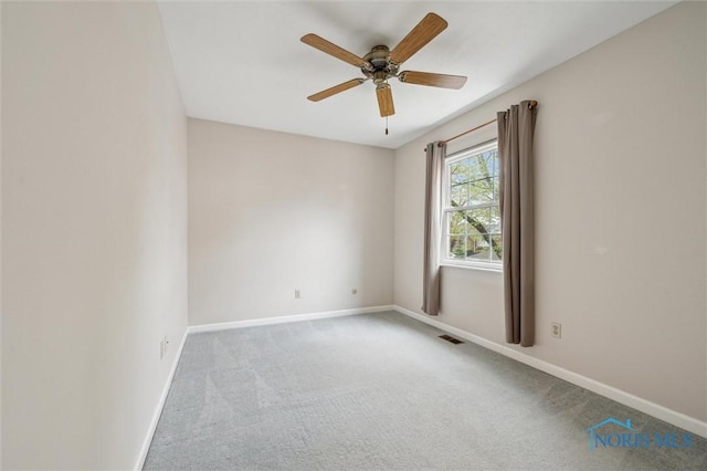 5718 Aspen Dr Unit 15, Toledo, OH 43615 - carpeted empty room with baseboards, visible vents, and ceiling fan