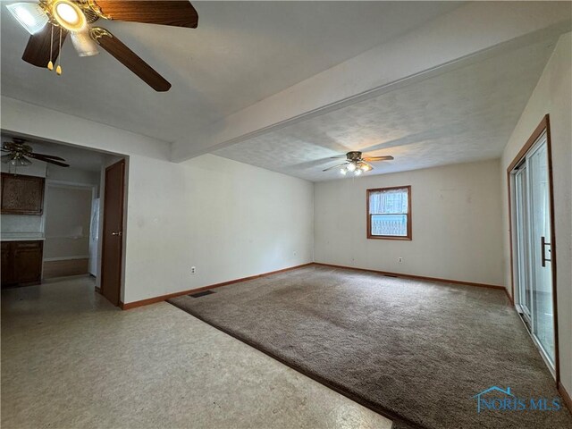 3721 Kershaw Ave, Toledo, OH 43613 - carpeted spare room featuring a ceiling fan and baseboards