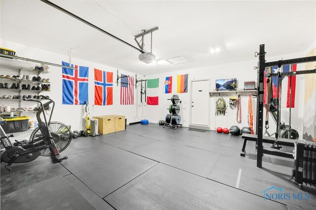 interior space with a garage