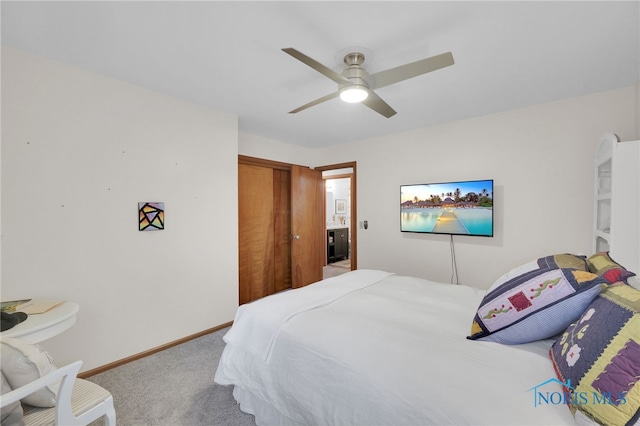 2710 131st St, Toledo, OH 43611 - bedroom featuring carpet floors, a closet, baseboards, and a ceiling fan