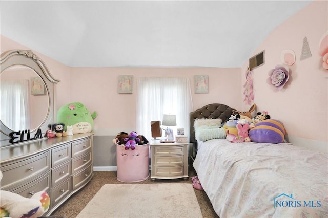 2923 Powhattan Pkwy, Toledo, OH 43606 - bedroom with lofted ceiling, baseboards, and carpet floors