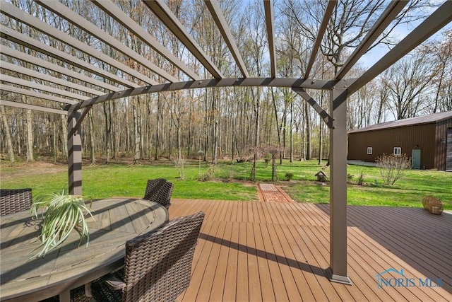 6170 S Winding Way, Swanton, OH 43558 - deck featuring outdoor dining space, a yard, and a pergola