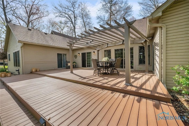 6170 S Winding Way, Swanton, OH 43558 - wooden terrace featuring outdoor dining area and a pergola