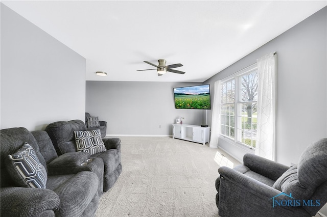 14384 Georgetown Dr, Bowling Green, OH 43402 - carpeted living area with baseboards and a ceiling fan