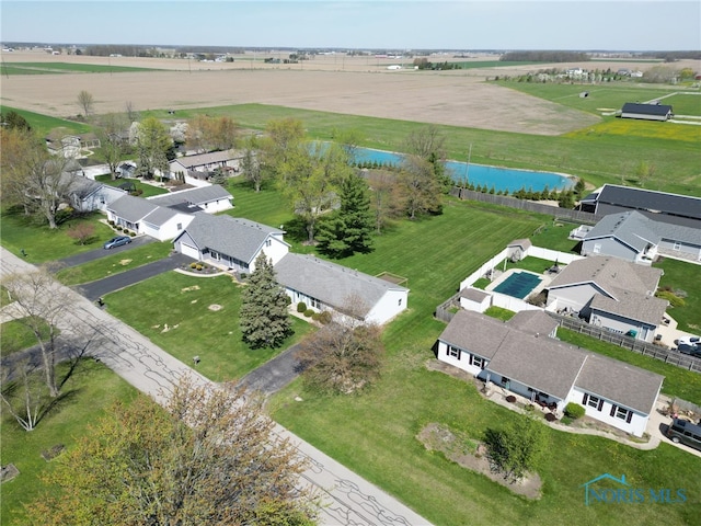 14384 Georgetown Dr, Bowling Green, OH 43402 - drone / aerial view featuring a residential view, a rural view, and a water view