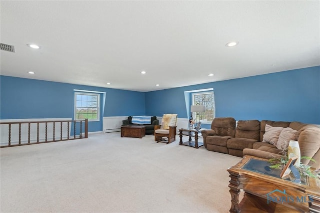 124 Miller Ave, Archbold, OH 43502 - carpeted living room featuring baseboard heating and recessed lighting