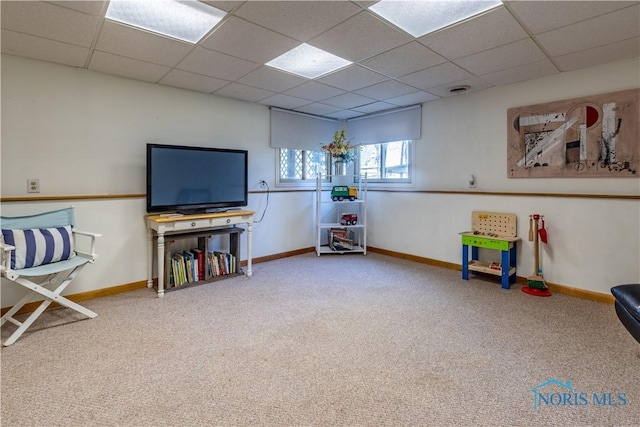 playroom with carpet and baseboards