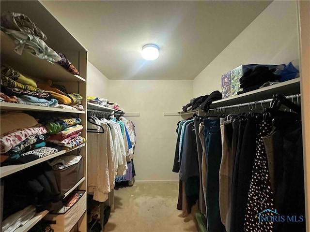 spacious closet with light colored carpet
