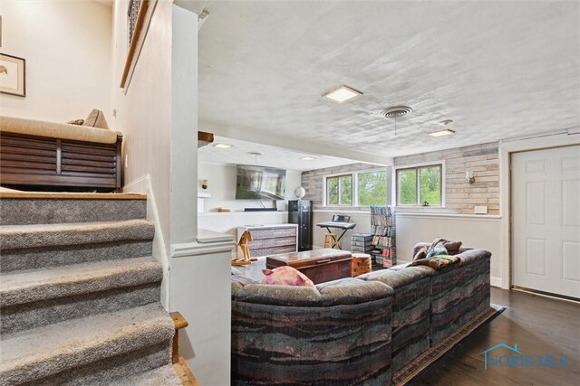24203 W Reservation Line Rd, Curtice, OH 43412 - living room featuring stairs and wood finished floors