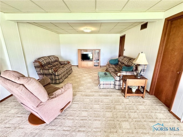 1883 Riverview Dr, Defiance, OH 43512 - carpeted living area featuring a drop ceiling