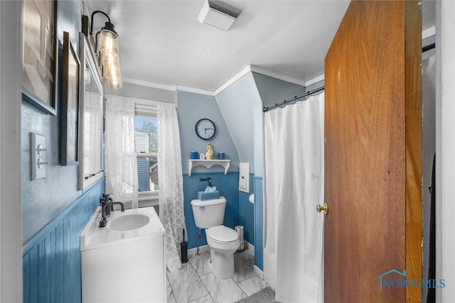 4532 290th St, Toledo, OH 43611 - bathroom with toilet, ornamental molding, and vanity