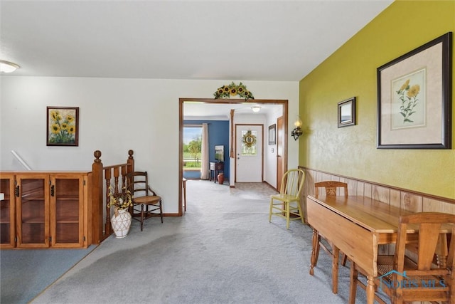 dining room featuring carpet flooring