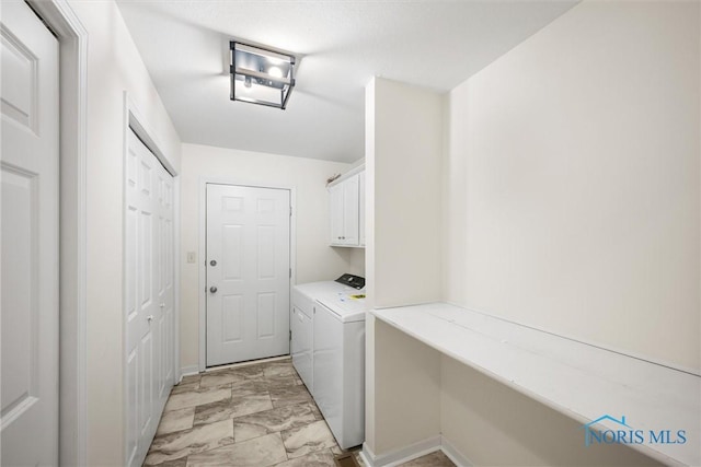 8 Zachary Cir, Waterville, OH 43566 - laundry area with cabinet space, separate washer and dryer, baseboards, and marble finish floor