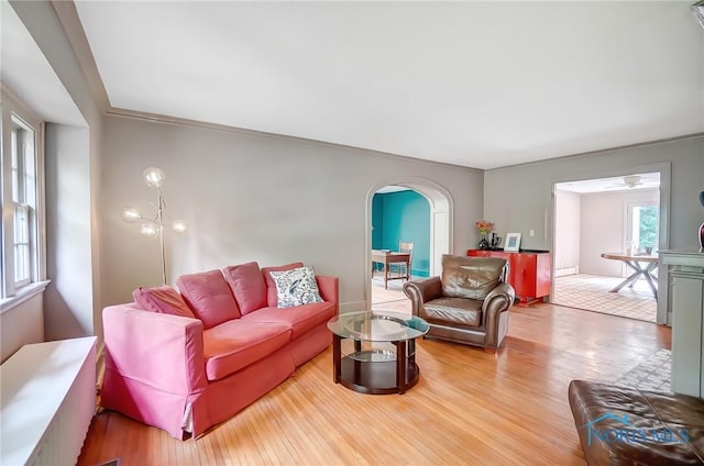 3533 Edgevale Rd, Ottawa Hills, OH 43606 - living room with wood finished floors and arched walkways