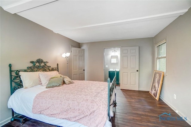 3533 Edgevale Rd, Ottawa Hills, OH 43606 - bedroom with dark wood-style floors, baseboards, and beamed ceiling